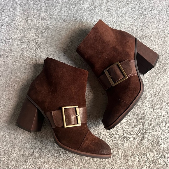 Kork-Ease Shoes - Kork-Ease Korks Denoon Suede Burnished Leather Buckle Ankle Boots Booties Brown